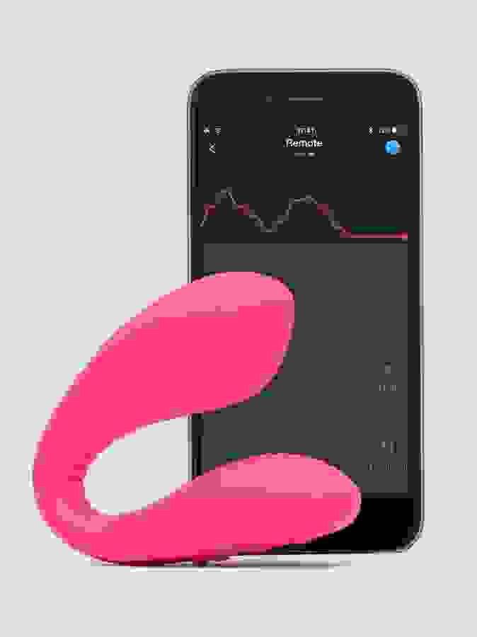 Lovense Quake App Controlled Rechargeable Dual Clitoral and G-Spot Vibrator, Pink, hi-res